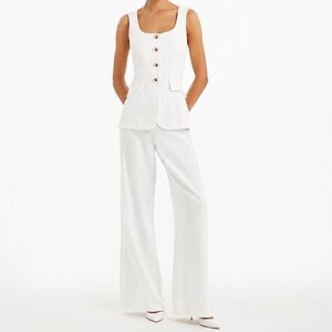 NEW Amanda Uprichard Kya Jumpsuit Elegant White Wide Leg Size Medium